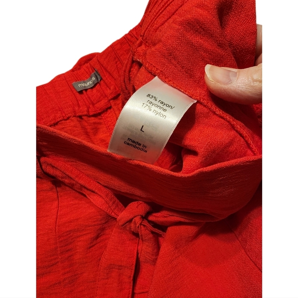 Maurices Linen Blend Tie-Belt Women's Shorts Sz LG Coastal Beach - Picture 4 of 6